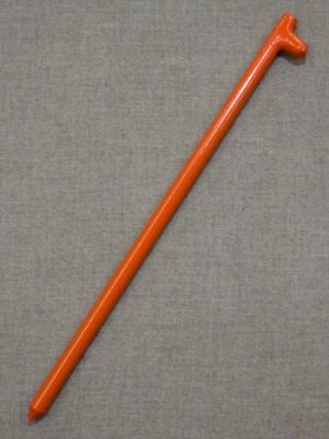 18 inch orange tent stake with forged head in orange