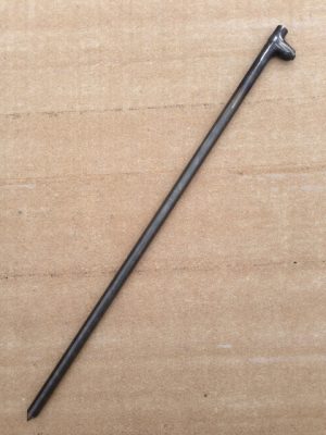 24 inch unpainted tent stake with forged head