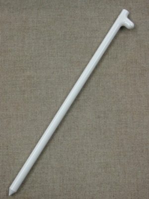 18 inch white tent stake with forged head in white