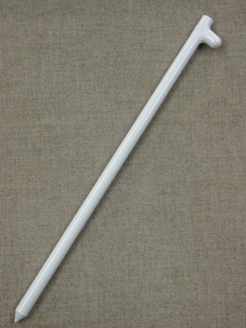 18 inch white tent stake with forged head in white