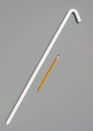 24 inch hook style metal stake with white enamel paint